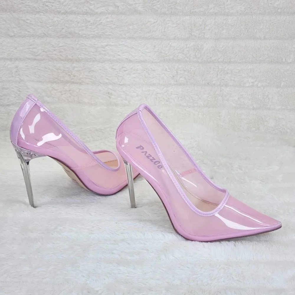 PVC Jelly Translucent High Heel Pointy Toe Stiletto Pumps Shoes Pink Baker